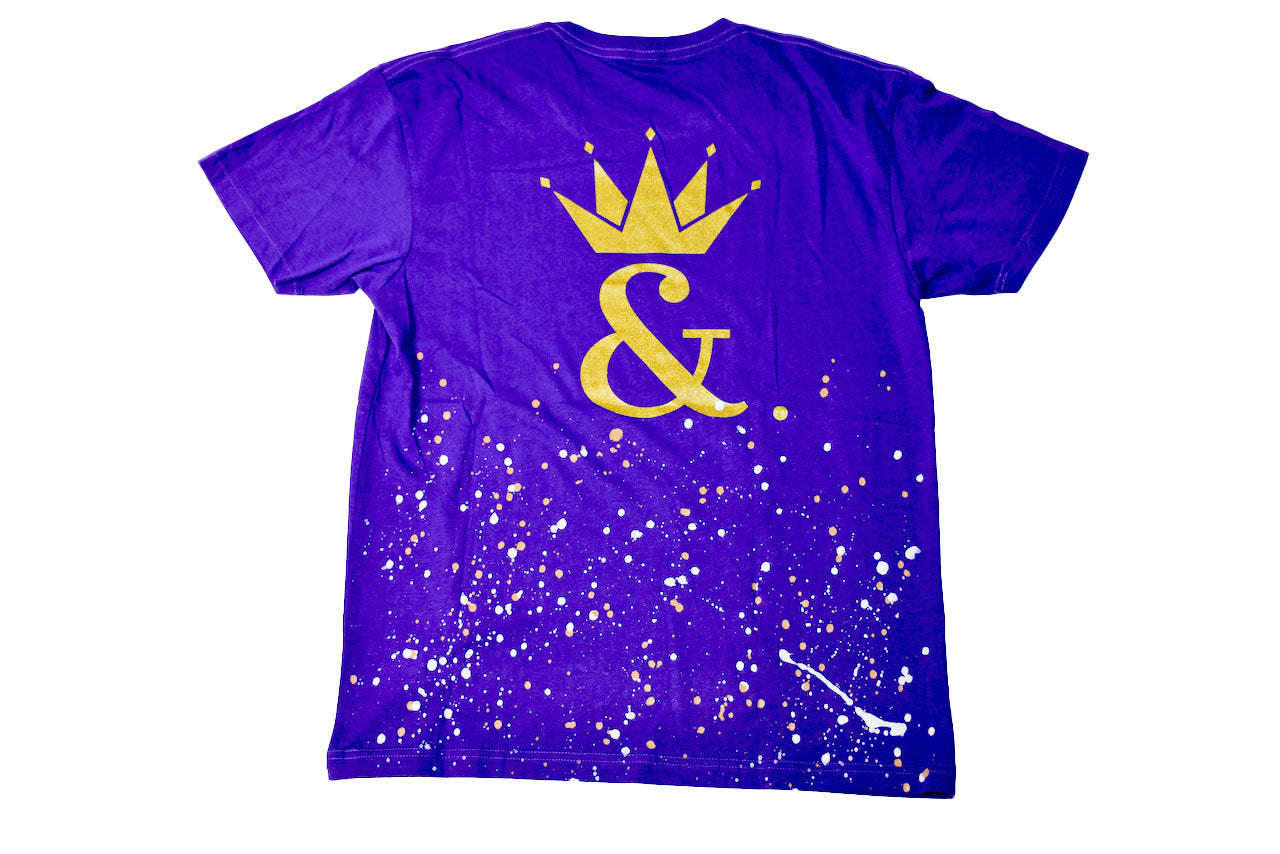 & Crown Gold - Purple Paint Splattered tee